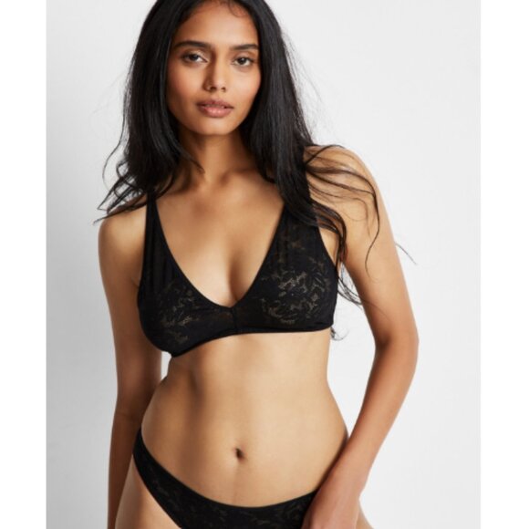 State of Day Women's Mesh Lace Bralette, Deep Black, NWT - Picture 3 of 4